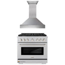 ZLINE 2-Piece Appliance Package - 36-inch Gas Range & Premium Wall Mount Range Hood in Satin Stainless Steel (2KP-SGRSSNRH36)