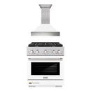 ZLINE 2-Piece Appliance Package - 30-inch Gas Range & Premium Range Hood in Satin Stainless Steel with White (2KP-SGRSWMRH30)