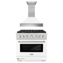 ZLINE 2-Piece Appliance Package - 36-inch Gas Range & Premium Range Hood in Satin Stainless Steel with White (2KP-SGRSWMRH36)