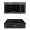 ZLINE 2-Piece Appliance Package - 30-Inch Rangetop and Over-the-Range Microwave with Traditional Handle in Black Stainless Steel (2KP-RTBOTRH30)