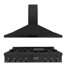ZLINE 2-Piece Appliance Package - 48-Inch Rangetop and Convertible Range Hood in Black Stainless Steel (2KP-RTBRH48)