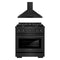 ZLINE 2-Piece Appliance Package - 30-Inch Gas Range with Premium Convertible Wall Mount Hood in Black Stainless Steel (2KP-SGRBRH30)