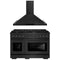 ZLINE 2-Piece Appliance Package - 48-Inch Gas Range and Convertible Wall Mount Hood in Black Stainless Steel (2KP-SGRBRH48)
