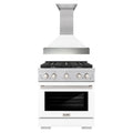 ZLINE 2-Piece Appliance Package - 30-inch Gas Range & Premium Range Hood in Satin Stainless Steel with White (2KP-SGRSWMRH30)