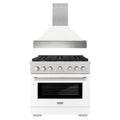 ZLINE 2-Piece Appliance Package - 36-inch Gas Range & Premium Range Hood in Satin Stainless Steel with White (2KP-SGRSWMRH36)