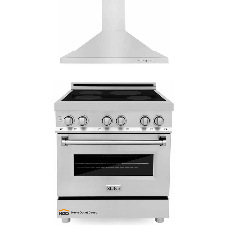 ZLINE 2-Piece Appliance Package - 30-Inch Induction Range and Wall Mount Range Hood in Stainless Steel