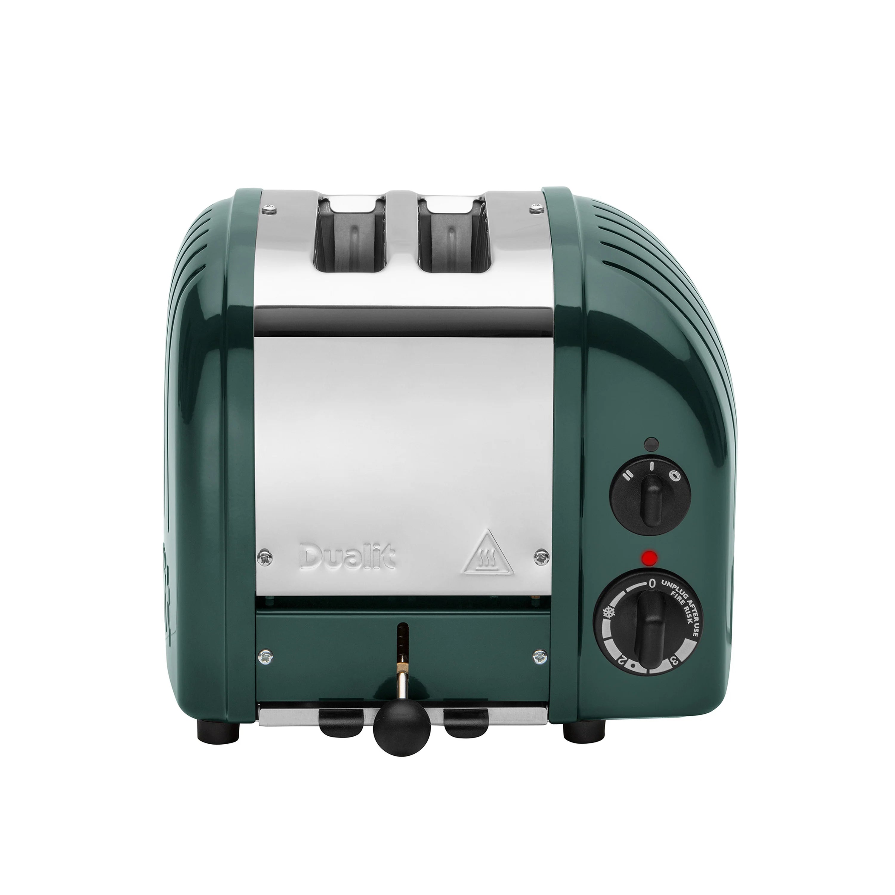 Evergreen two-slice toaster with stainless front panel and two control dials