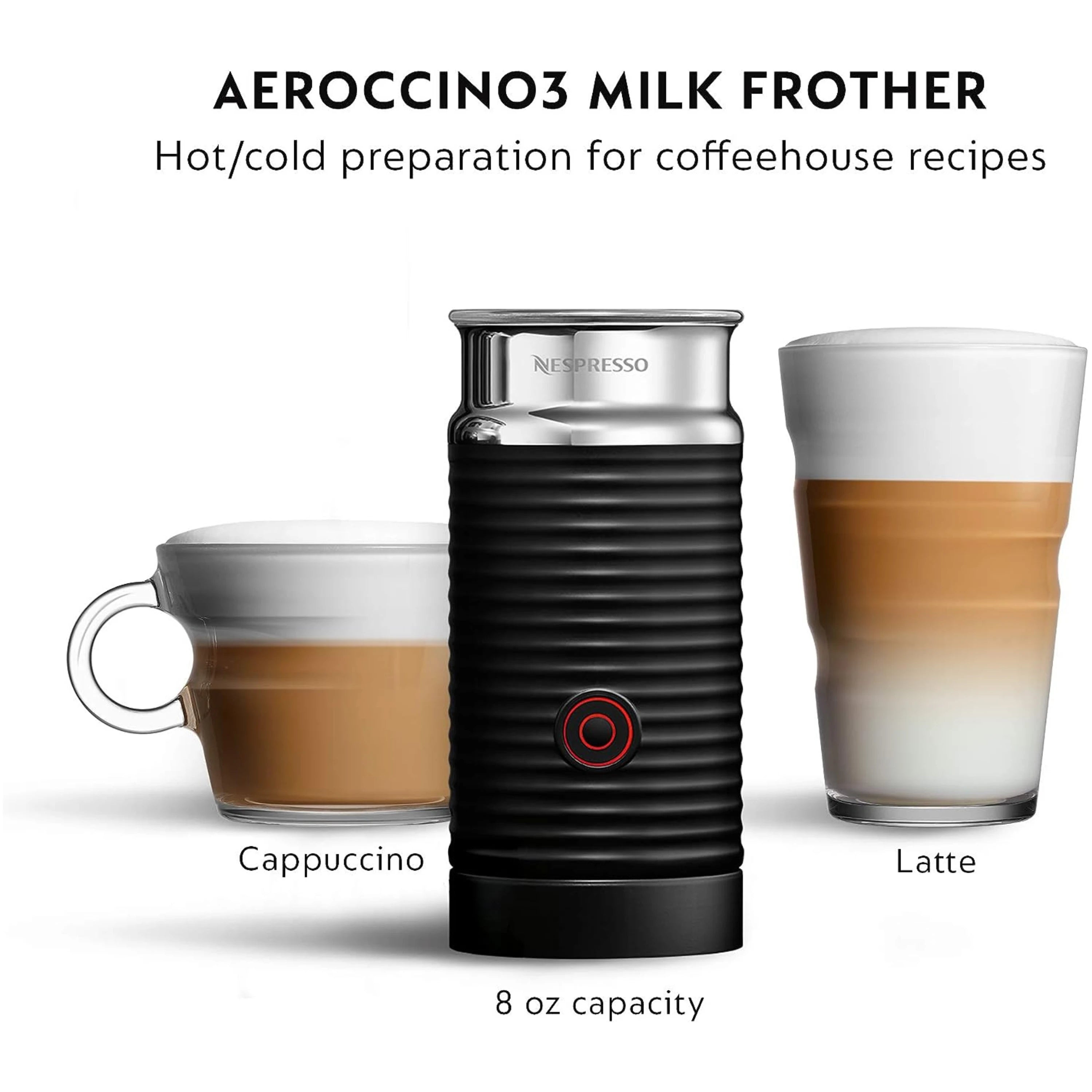 De Longhi Nespresso Vertuo Next Premium Coffee and Espresso Maker Plus Aeroccino3 Milk Frother in Black and Gray ENV120GYAE