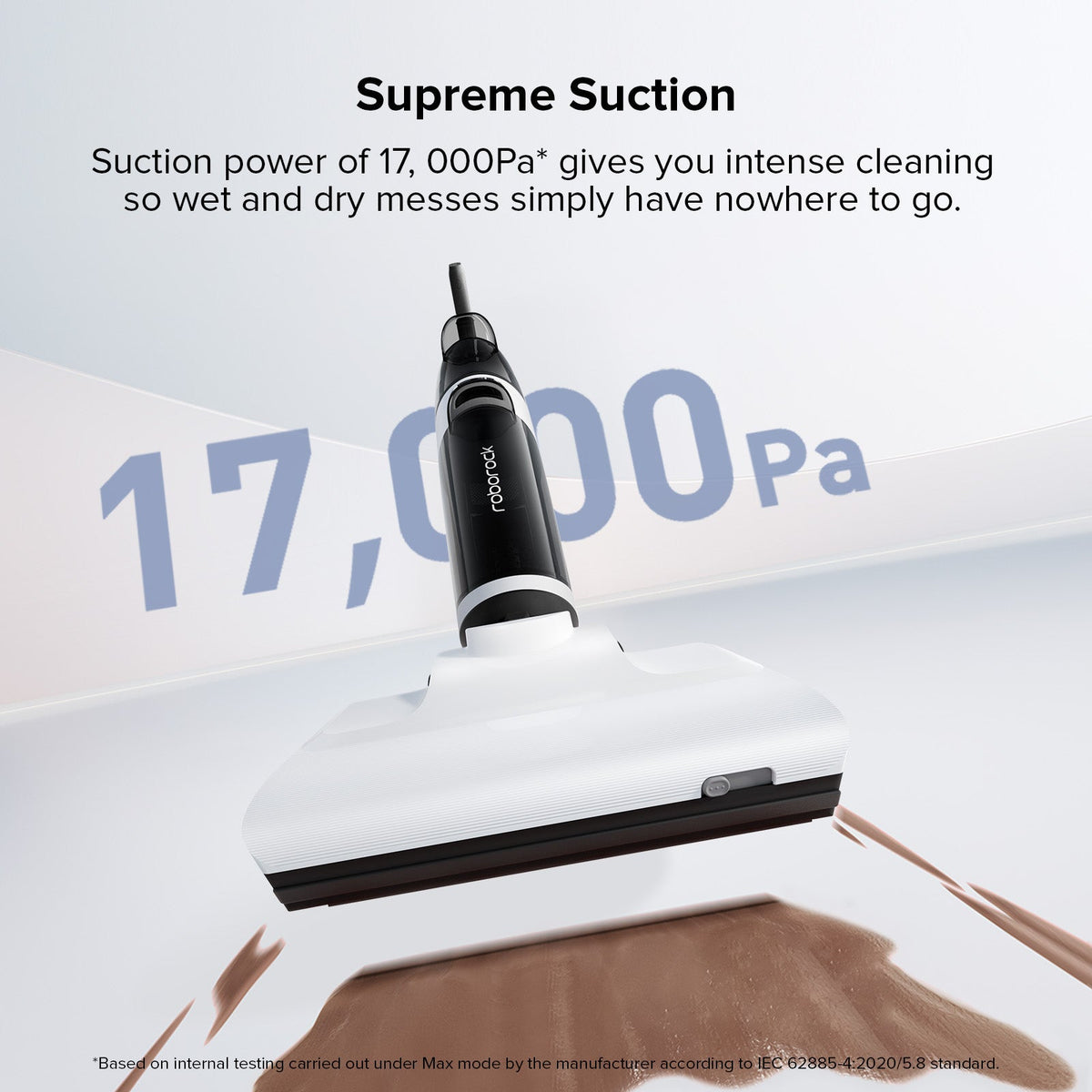 Upright wet and dry vacuum cleaner with wide suction floor head, black and white