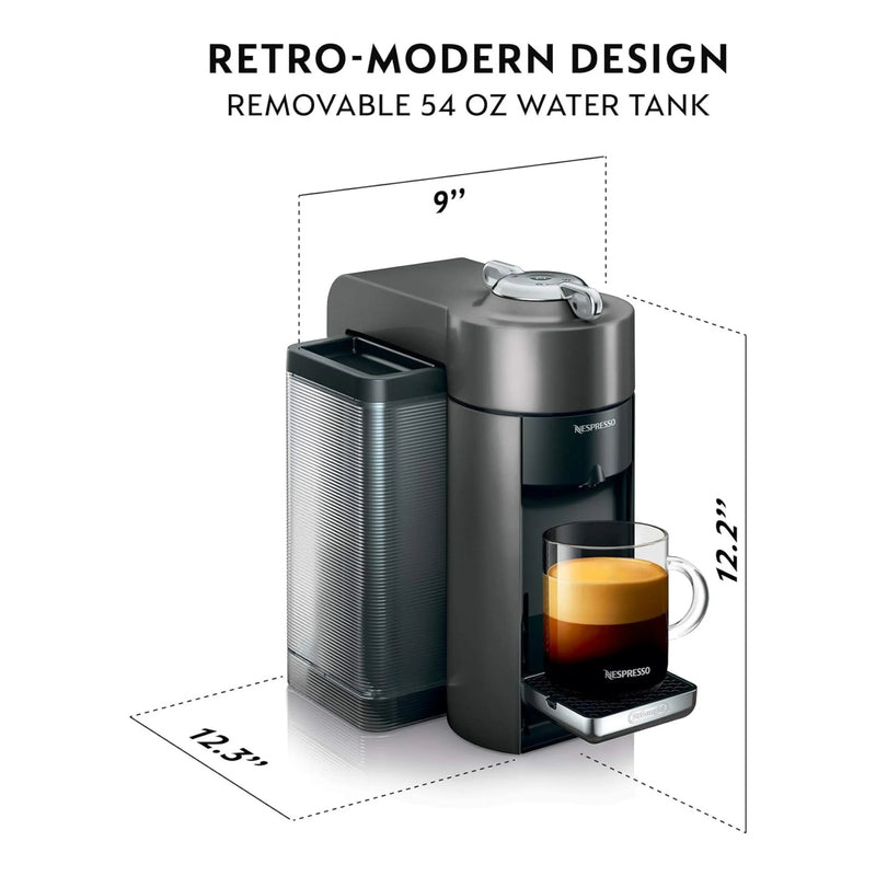 De'Longhi Nespresso Vertuo Coffee & Espresso Single Serve Machine, 2 Cup Sizes in Graphite Metal (ENV135GY)