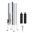 Waterdrop Gravity-fed Water Filter System, NSF/ANSI 42&372 Standard, 2.25G Stainless-Steel System with 2 Filters, Sight Glass Spigot and Stand, Reduces Chlorine and Lead-King Tank Series