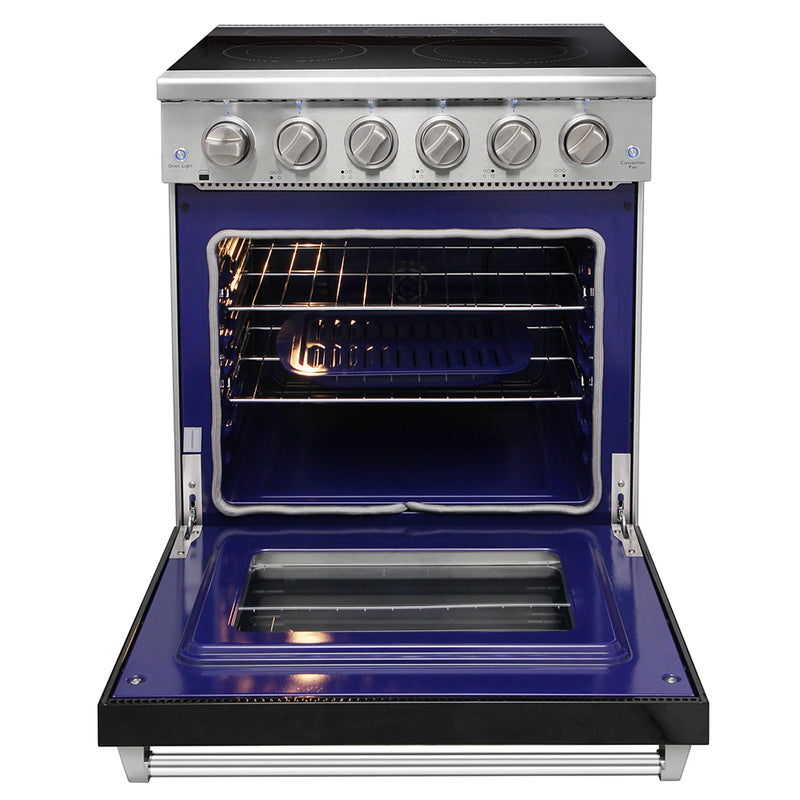 Kostch 30-Inch Glass Top Electric Range with 5 Burners & 4.55 Cu. Ft. Convection Oven in Black (KOS-30RE06H-B)