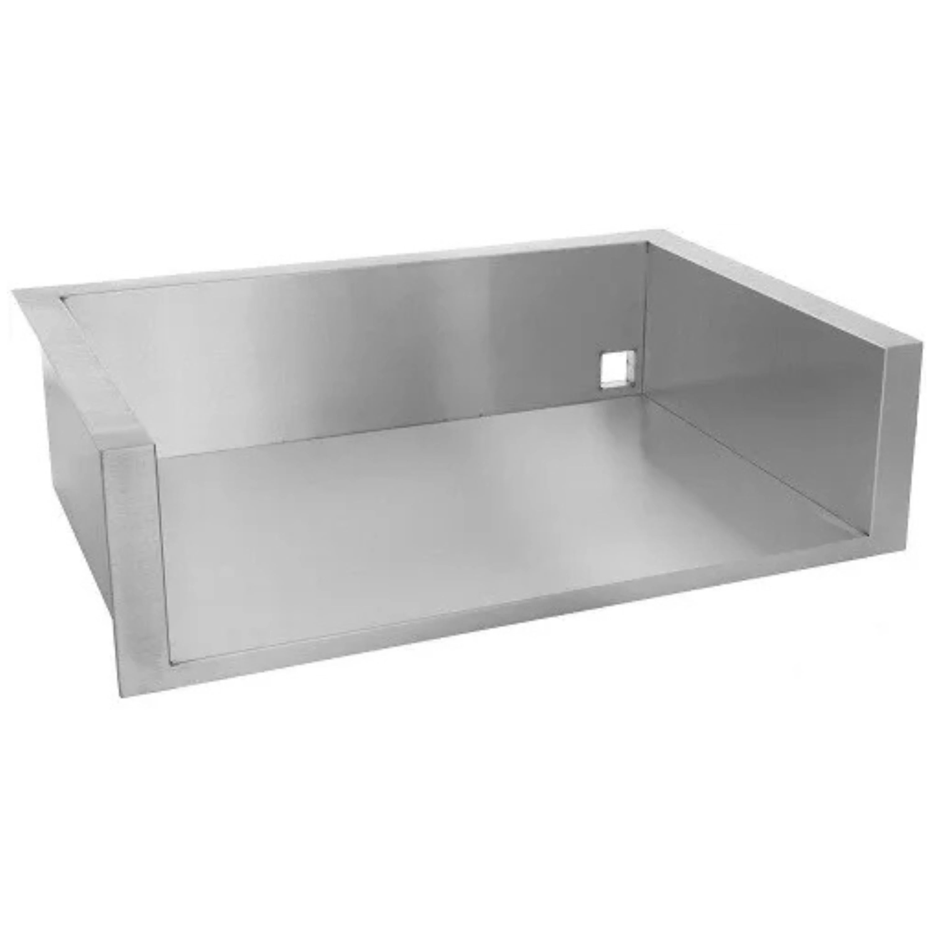 Gray rectangular insulated grill jacket liner angled view with side seams and latch