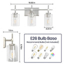 Parrot Uncle Jasper 3-Light Modern Clear Glass Bathroom Vanity Light, Black & Nickel