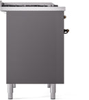 ILVE Nostalgie II 40-Inch Freestanding Natural Gas Dual Fuel Range in Matte Graphite with Bronze Trim (UPD40FNMPMGB)