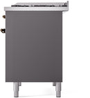 ILVE Nostalgie II 40-Inch Freestanding Natural Gas Dual Fuel Range in Matte Graphite with Bronze Trim (UPD40FNMPMGB)