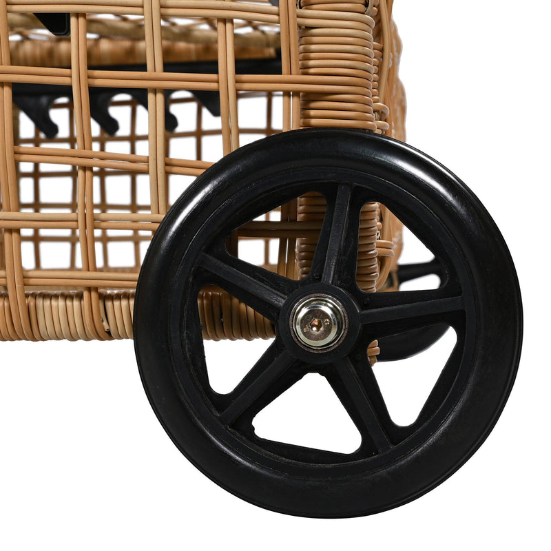 Parrot Uncle Outdoor Lounge Chair, Patio Chaise Lounge with 5-Position Backrest, Rattan Outdoor Lounge Chair with Cushion and Wheels for Poolside, Backyard, Garden