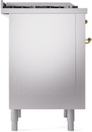 ILVE Nostalgie II 36-Inch Freestanding Natural Gas Dual Fuel Range in Stainless Steel with Brass Trim (UP36FNMPSSG)