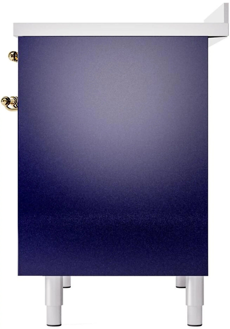 ILVE Nostalgie II 40-Inch Freestanding Electric Induction Range in Midnight Blue with Brass Trim (UPDI406NMPMBG)