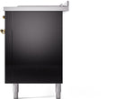 ILVE Nostalgie II 60-Inch Propane Gas Dual Fuel Range with 7 Burners, Griddle, & French Top with Triple Glass Door Oven in Glossy Black with Brass Trim (UP60FSNMPBKGLP)