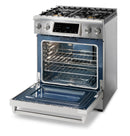 Thor Kitchen 5-Piece Appliance Package - 30-Inch Propane Gas Range, Tilt Panel, Refrigerator with Water Dispenser, Wall Mount Hood, Dishwasher, & Microwave Drawer in Stainless Steel