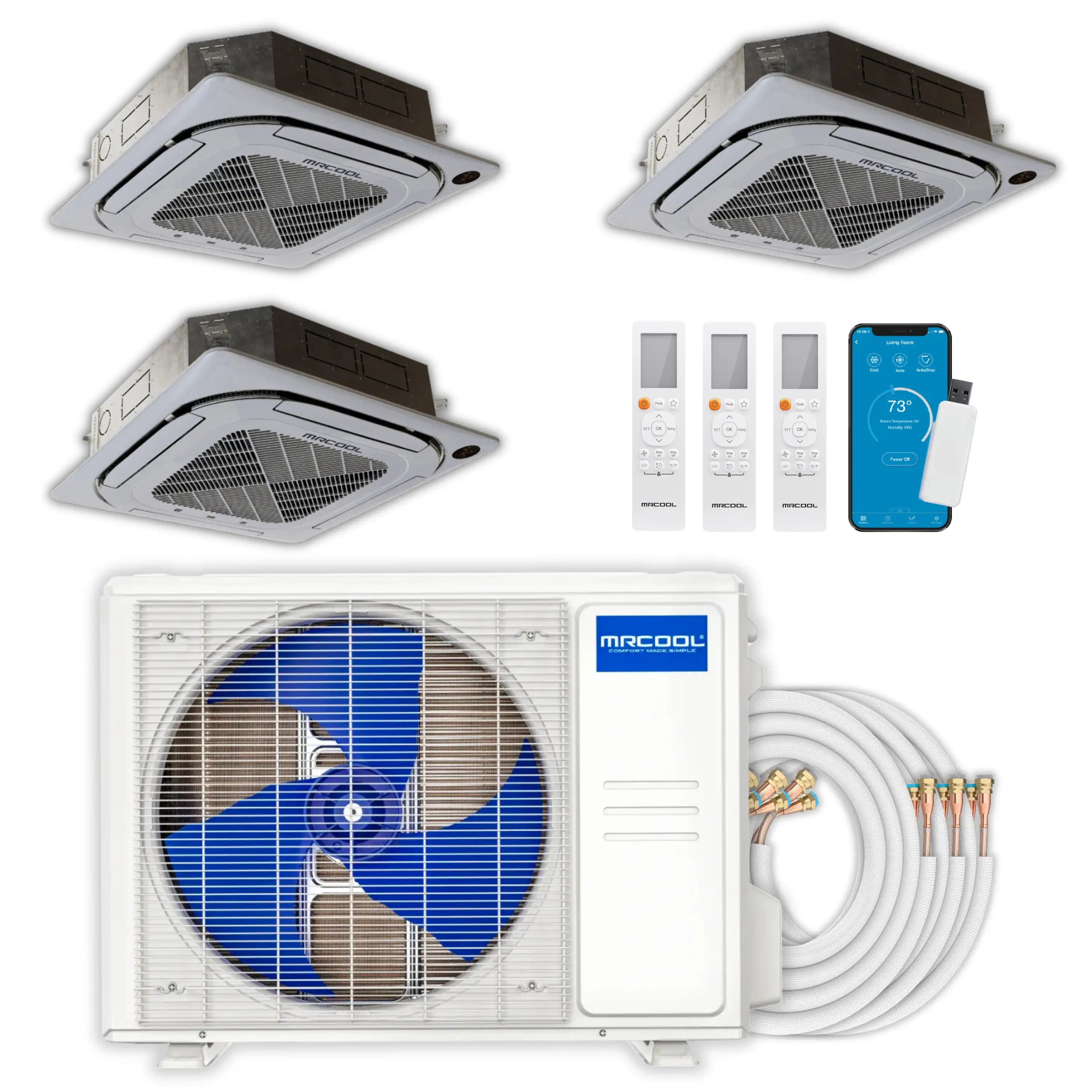 Ceiling cassette air handler kit with remote and smart controller