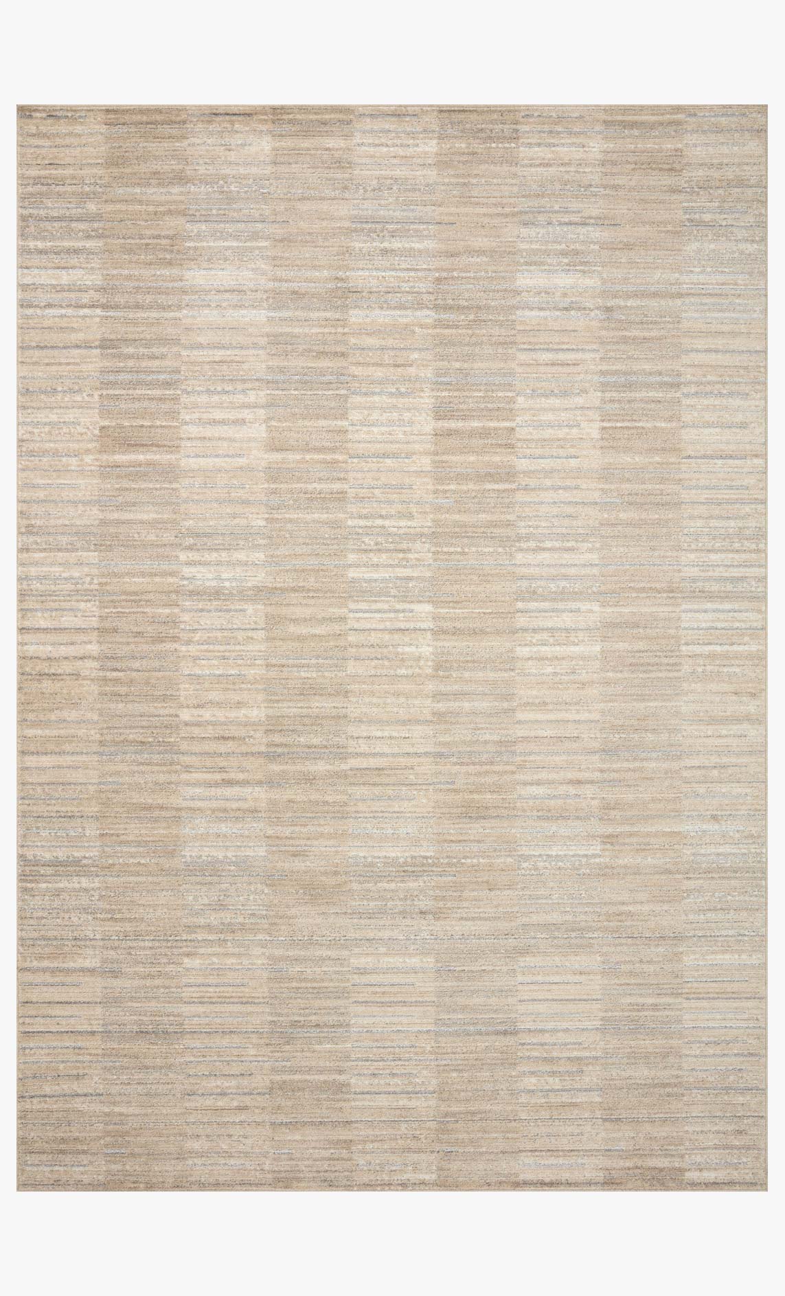 Natural and pebble runner rug with low-pile horizontal stripe texture