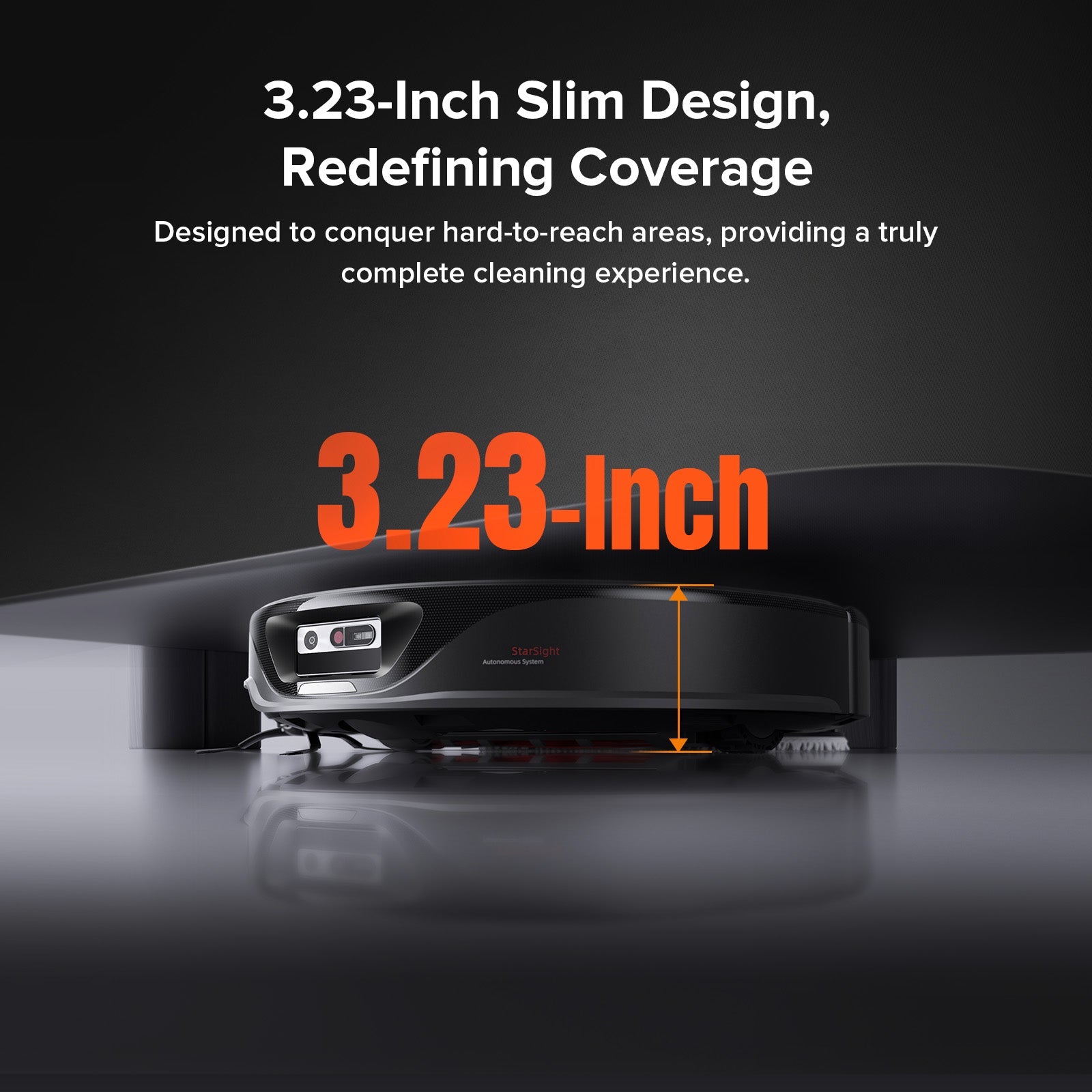 Slim robot vacuum dock with low-profile body and side clearance for tight spaces