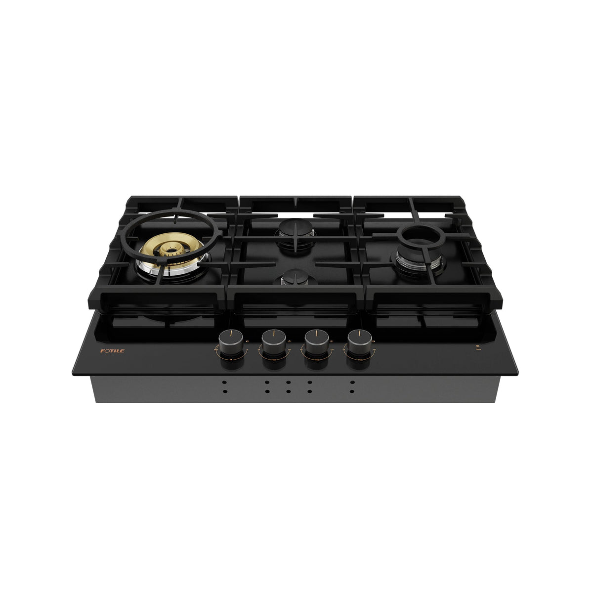 Fotile 30-Inch Gas Cooktop with 4 Sealed Burners, 18,000 BTU High-Heat Tri-Ring Burner, Cast-Iron Grates in Black (GLG30401)