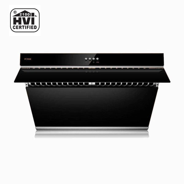 Fotile Slant Vent Series 30" 850 CFM Under Cabinet or Wall Mount Range Hood with 2 LED lights, and Push Buttons in Onyx Black Tempered Glass (JQG7522)