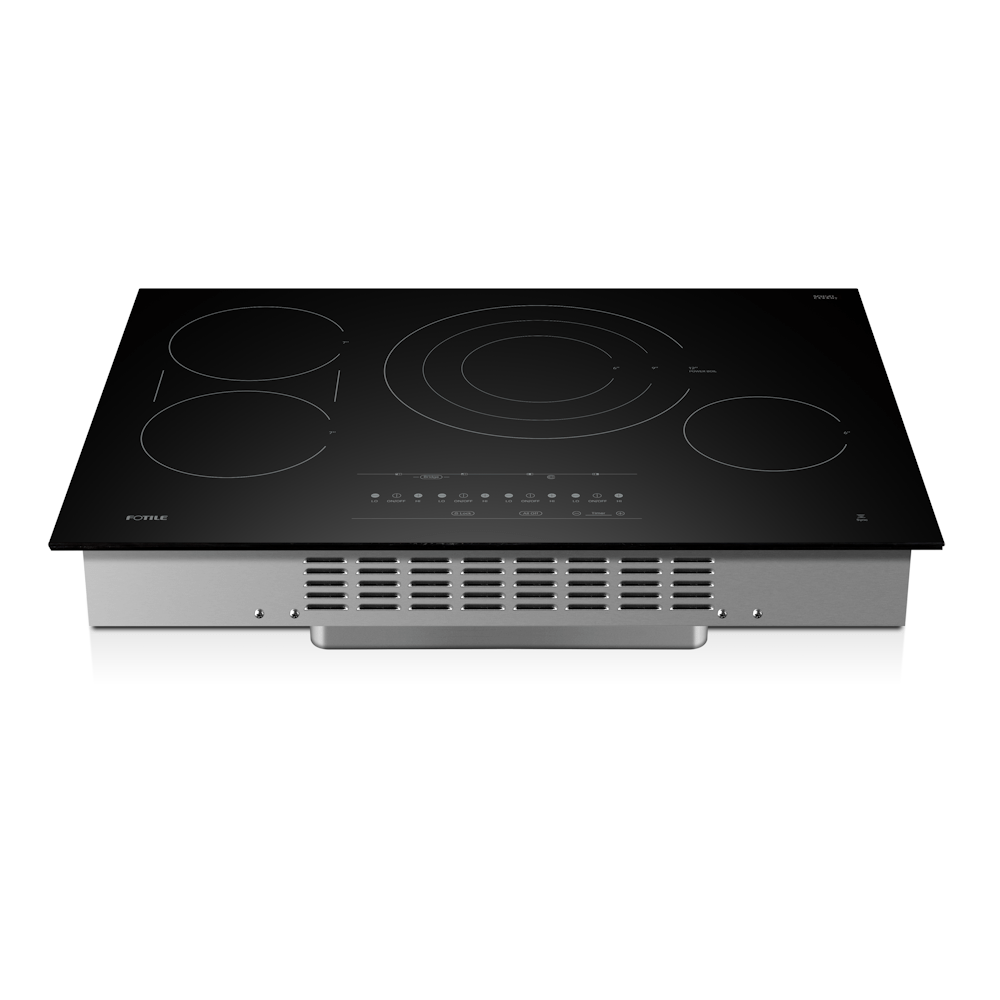 Fotile 30-Inch InstantHeat Series Built-In Electric Radiant Cooktop with 4 Heating Zones, 3,600W Tri-Ring Burner, Bridge Elements, 9 Power Levels, and SynCook Range Hood Sync in SCHOTT CERAN Black Ceramic Glass (EEG30411)