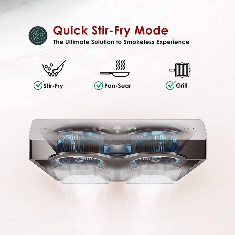 Fotile Pixie Air 850 CFM Under Cabinet Range Hood in Stainless Steel