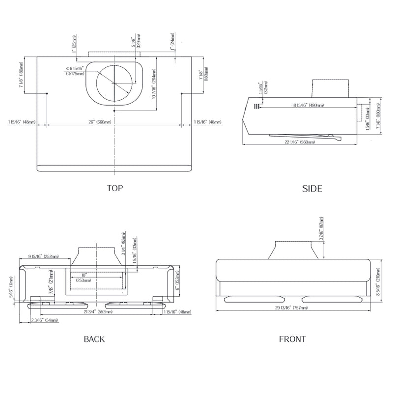 Fotile Pixie Air 850 CFM Under Cabinet Range Hood in Stainless Steel
