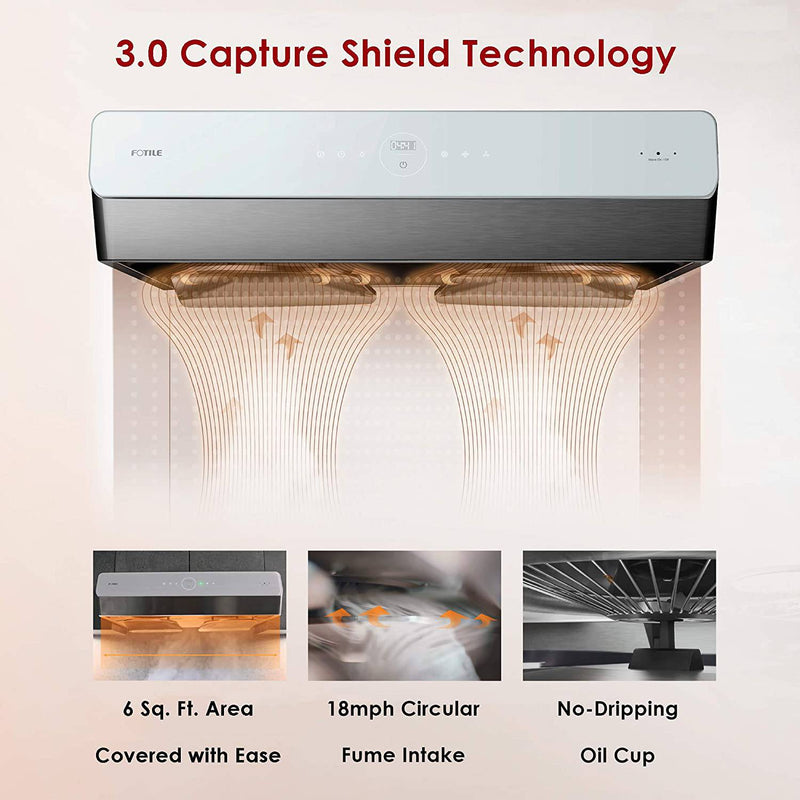 Fotile Pixie Air 850 CFM Under Cabinet Range Hood in Stainless Steel