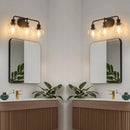 Parrot Uncle Irvine Black Modern Clear Glass 3-Light Vanity Light (3056-3BLACK)