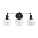 Parrot Uncle Irvine Black Modern Clear Glass 3-Light Vanity Light (3056-3BLACK)