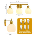 Parrot Uncle Irvine Gold Modern Frosted Glass 3-Light Vanity Light (3056-3G-WH)