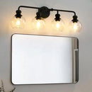 Parrot Uncle Irvine Black Modern Clear Glass 4-Light Vanity Light (3056-4BLACK)