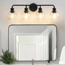 Parrot Uncle Irvine Black Modern Clear Glass 4-Light Vanity Light (3056-4BLACK)