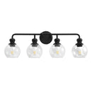 Parrot Uncle Irvine Black Modern Clear Glass 4-Light Vanity Light (3056-4BLACK)