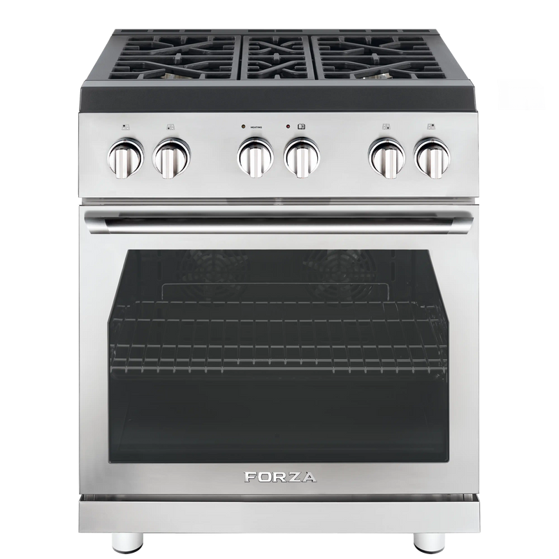 Forza 3-Piece Appliance Package - 30-Inch Gas Range, 18-Inch Pro-Style Under Cabinet Range Hood, & 24-Inch Dishwasher in Stainless Steel