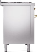 ILVE Nostalgie II 48-Inch Dual Fuel Freestanding Range in Stainless Steel with Brass Trim (UP48FNMPSSG)