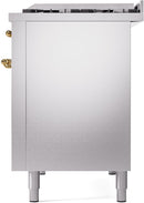 ILVE Nostalgie II 48-Inch Freestanding Natural Gas Dual Fuel Range in Stainless Steel with Brass Trim (UP48FNMPSSG)
