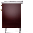 ILVE Nostalgie II 48-Inch Dual Fuel Freestanding Range in Burgundy with Brass Trim (UP48FNMPBUGLP)