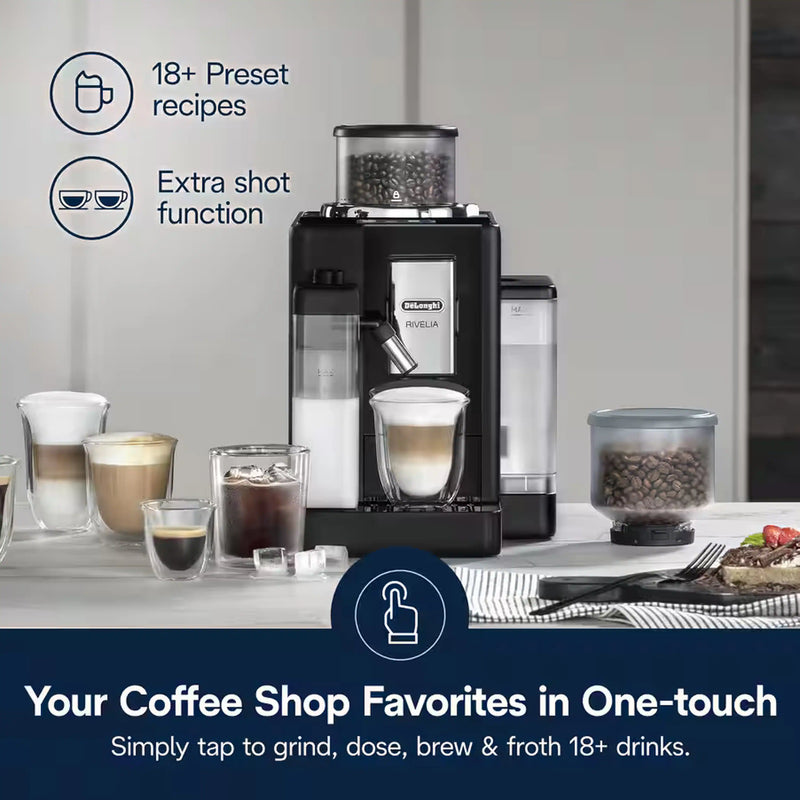De'Longhi Rivelia Fully Automatic Espresso Machine in Black (EXAM44055B)
