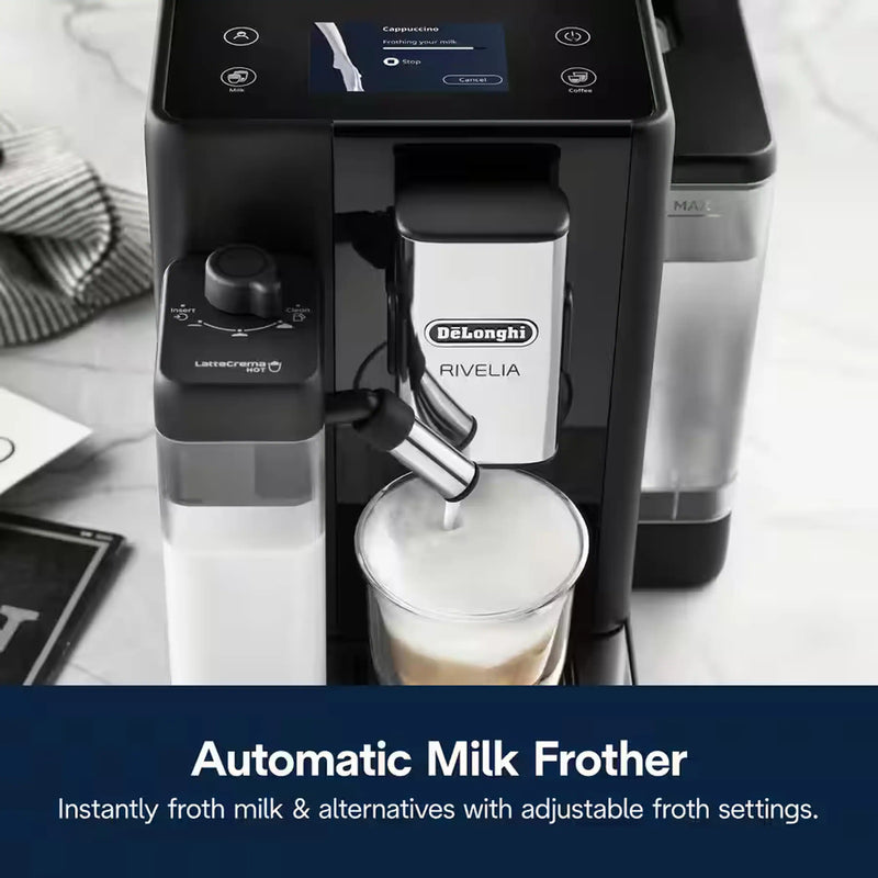De'Longhi Rivelia Fully Automatic Espresso Machine in Black (EXAM44055B)