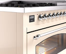 ILVE Nostalgie II 48-Inch Freestanding Natural Gas Dual Fuel Range in Antique White with Chrome Trim (UP48FNMPAWC)