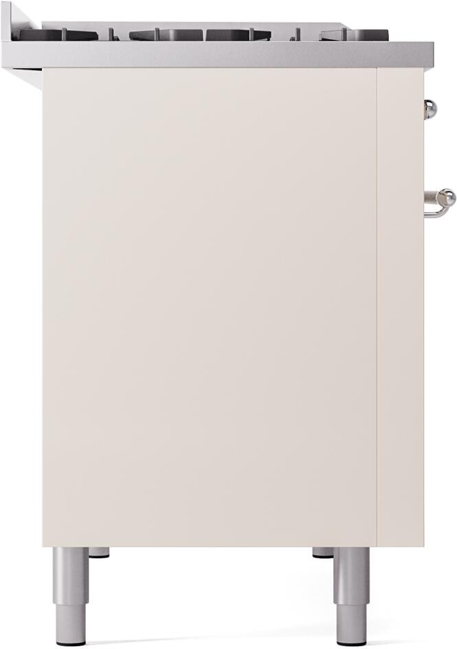 Freestanding dual fuel range lower base in antique white with four leveling feet