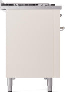 ILVE Nostalgie II 48-Inch Freestanding Natural Gas Dual Fuel Range in Antique White with Chrome Trim (UP48FNMPAWC)