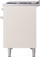 ILVE Nostalgie II 48-Inch Freestanding Natural Gas Dual Fuel Range in Antique White with Chrome Trim (UP48FNMPAWC)